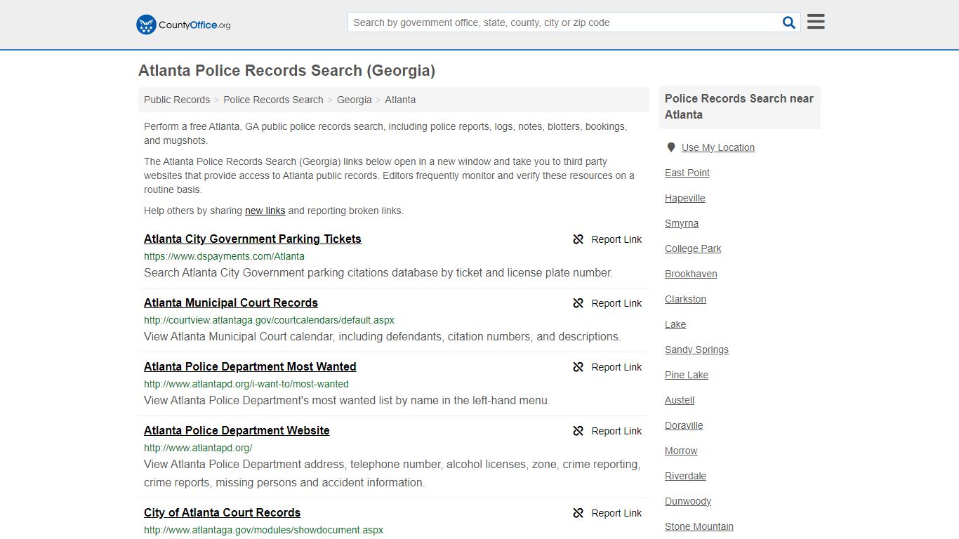 Atlanta Police Records Search (Georgia) - County Office